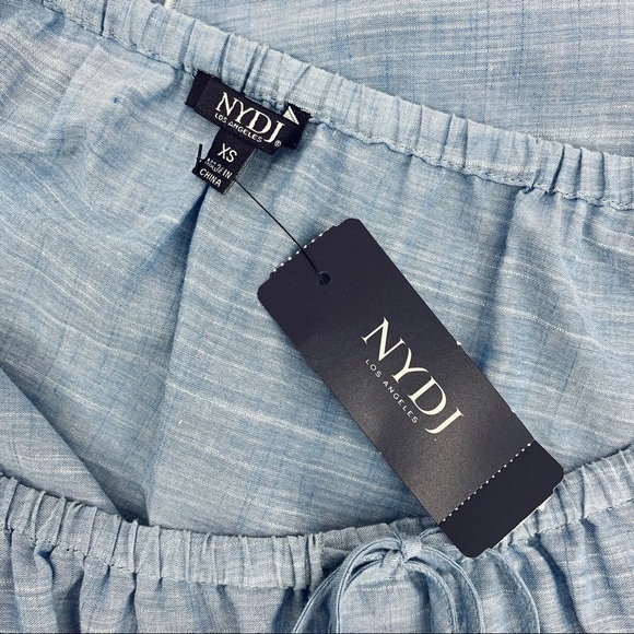 NWT NYDJ Cotton Eyelet Embroidered Blue Chambray Top XS - Picture 8 of 11